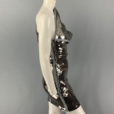 RICK OWENS Size 2 Silver Blue Cotton Diana Sequined Dress