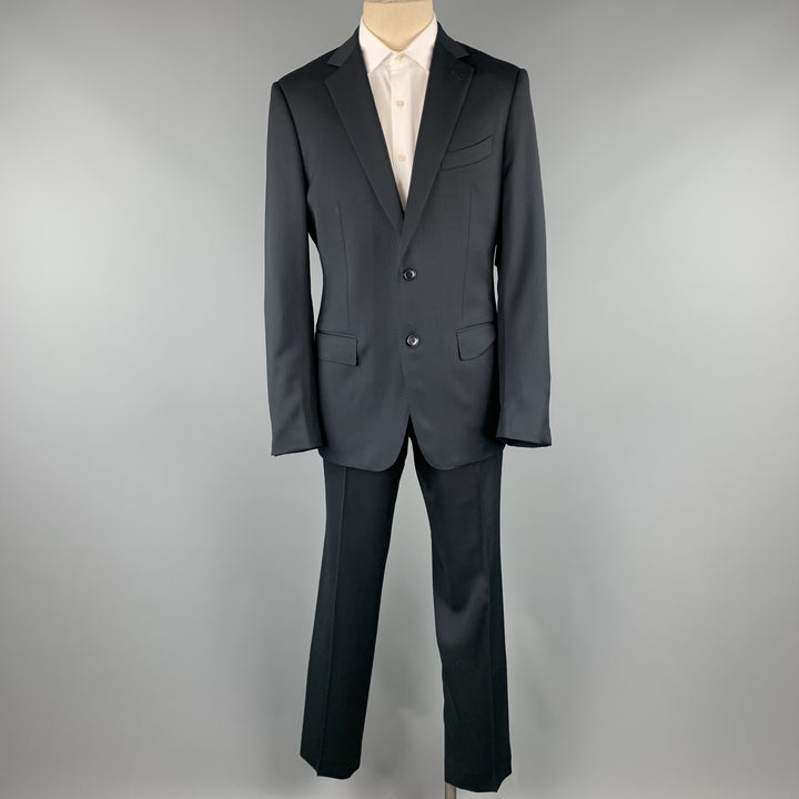ERMENEGILDO ZEGNA Size 42 Regular Black Wool Notch Lapel Suit