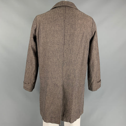 45rpm Size L Tan & Navy Herringbone Cotton Buttoned Coat