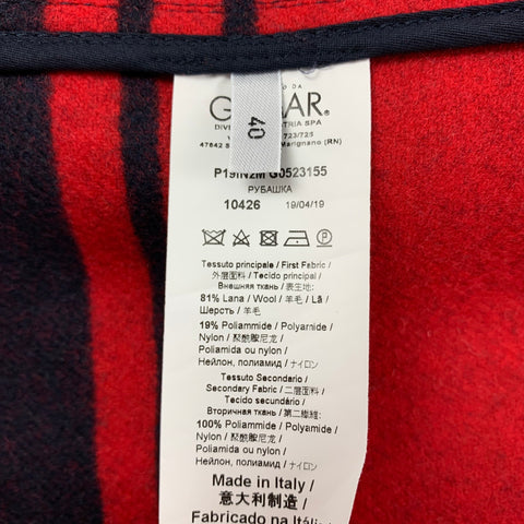 No. 21 Size M Red Navy Stripe Wool Nylon Shirt Jacket