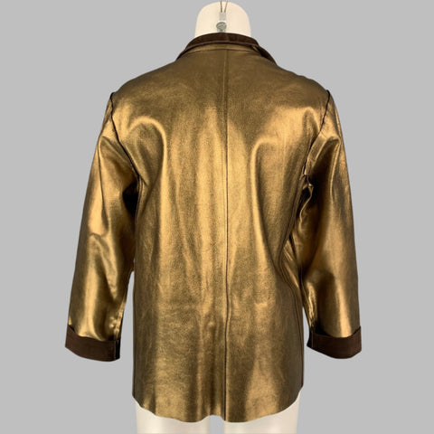 YVES SAINT LAURENT de TOM FORD Talla L Chaqueta reversible de cuero dorado y marrón