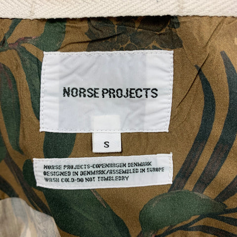 NORSE PROJECTS Size S Brown Olive Leaf Print Cotton One pocket Short Sleeve Shirt