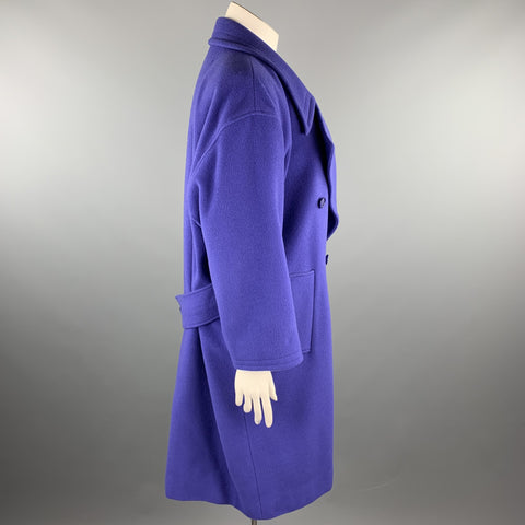 EMANUEL UNGARO Size 12 Purple Wool / Nylon Double Breasted Coat