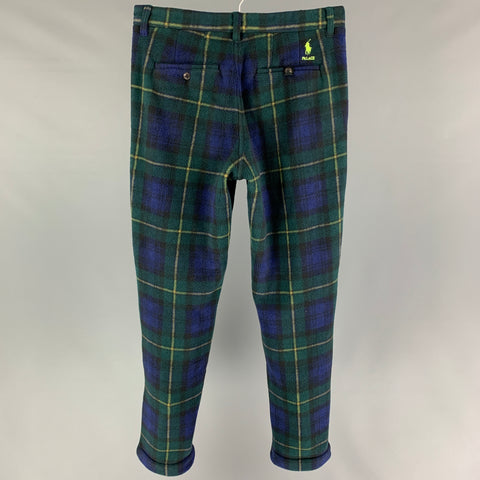 POLO by RALPH LAUREN x PALACE Size 30 Blackwatch Plaid Polyester Zip Fly Dress Pants
