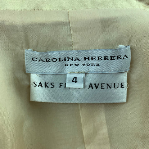 CAROLINA HERRERA Size 4 Gold Satin Silk / Cotton Double Breasted Belted 2 PC Dress Set
