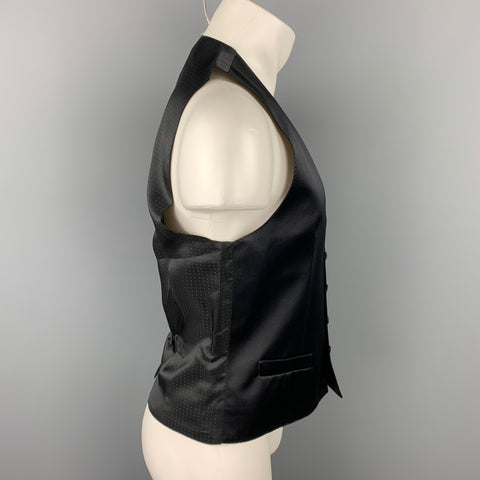 DOLCE & GABBANA Size 38 Black Silk Blend Slit Pockets Vest