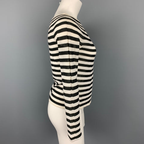 ARMANI COLLEZIONI Taille 2 Pull à col bateau à rayures noires et blanches