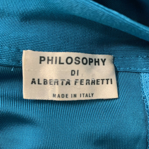 PHILOSOPHY di ALBERTA FERRETTI Size 2 Turquoise Rayon Pleated Dress