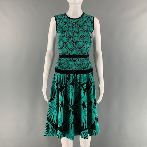 SOPHIE THEALLET Size L Blue Black Silk Abstract Sleeveless Dress