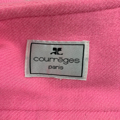 COURREGES Size L Pink Wool Angora Shift Dress