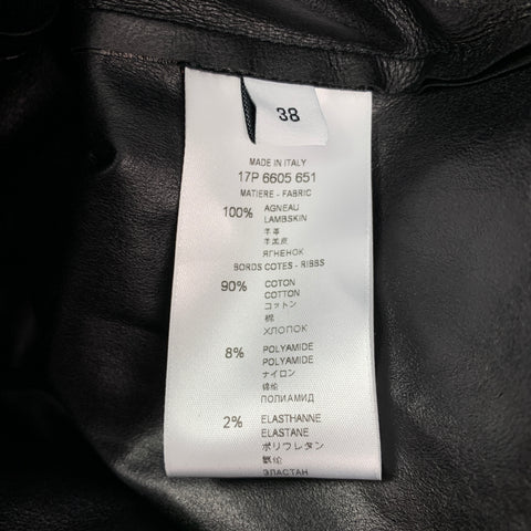 GIVENCHY 2017 Size M Black Lambskin Leather V-Neck Top Oversized Blouse Tee