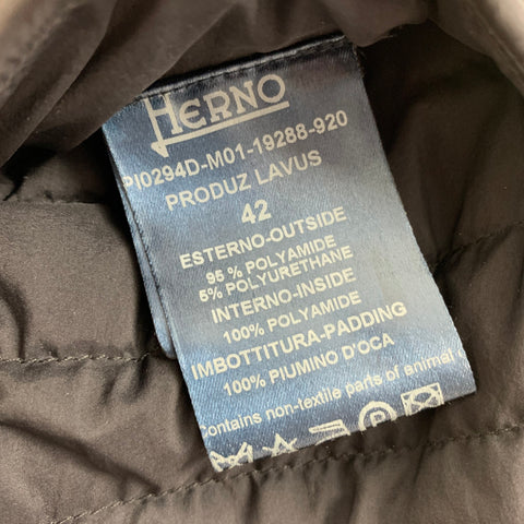 HERNO Size 6 Navy Silver Polyamide Blend Quilted Reversible Jacket