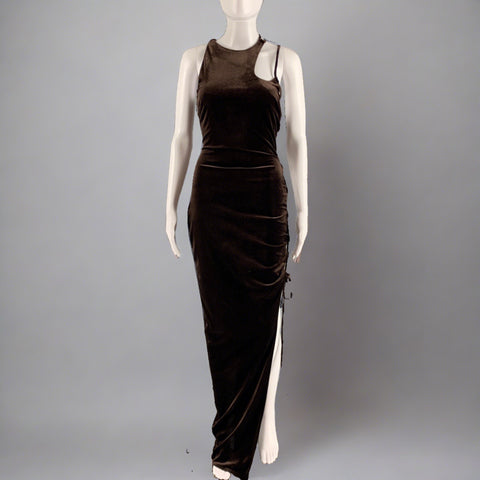MONSE Vestido de mezcla de poliéster marrón talla 2