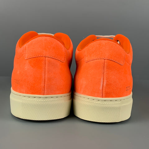COMMON PROJECTS Size 10 Neon Orange Suede Sneakers