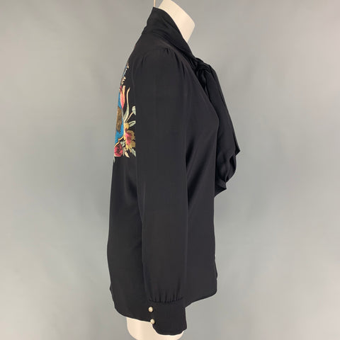 GUCCI Talla M Blusa con lazo de seda negra