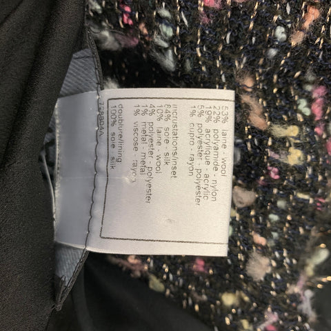 CHANEL B2619 04A Talla 4 Chaqueta con frente abierto bouclé multicolor negro