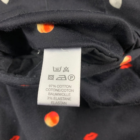PAUL SMITH Size 32 Black Print Cotton Zip Fly Casual Pants