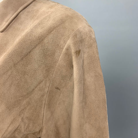 FACONNABLE Size M Tan Suede Goat Skin Hidden Buttons Jacket