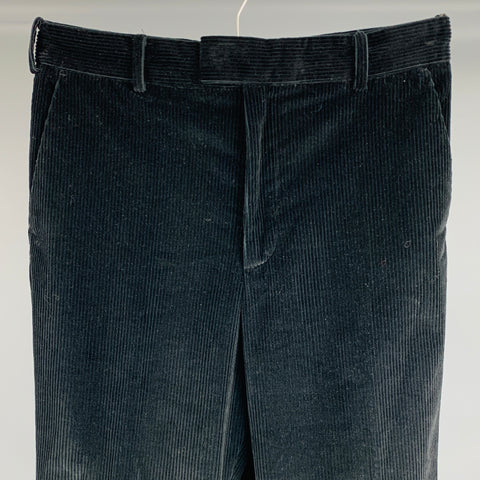 73 LONDON Size 32 Black Corduroy Cotton Boot Cut Casual Pants