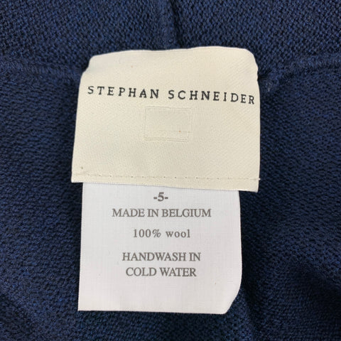 STEPHAN SCHNEIDER Size XL Navy Textured Wool V-Neck Cardigan