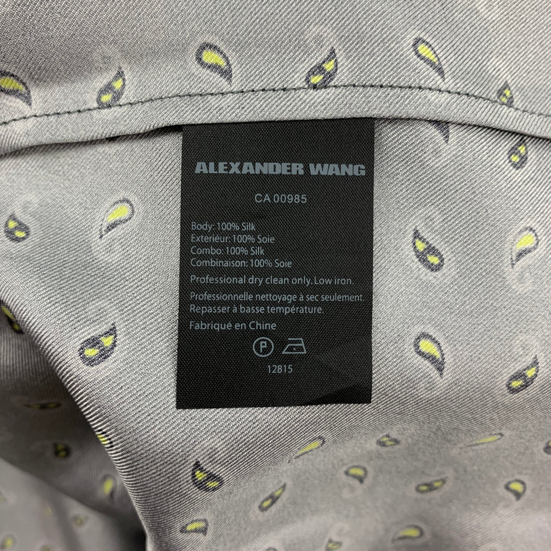 ALEXANDER WANG Size 10 Navy & Grey Paisley Silk Layered Shirt