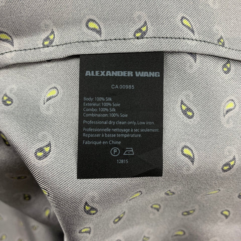 ALEXANDER WANG Size 10 Navy & Grey Paisley Silk Layered Shirt
