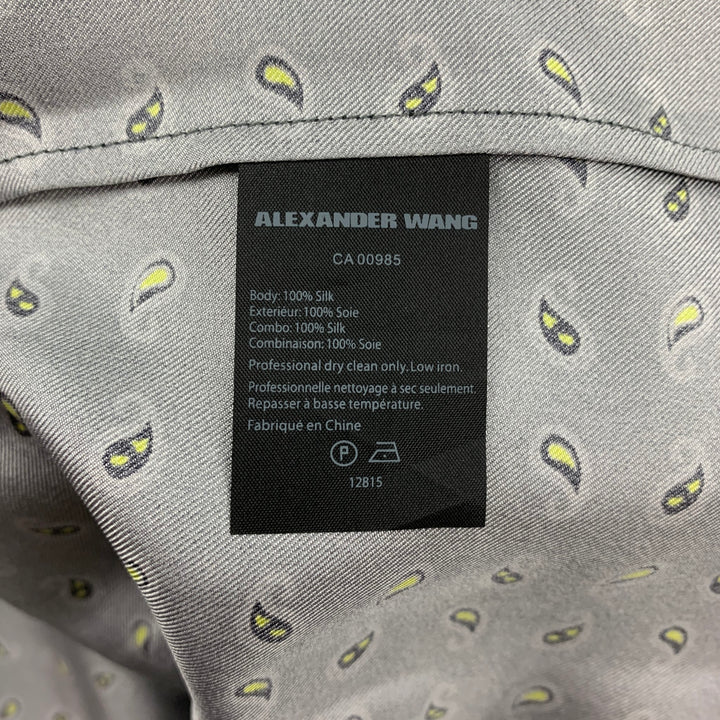 ALEXANDER WANG Size 10 Navy & Grey Paisley Silk Layered Shirt