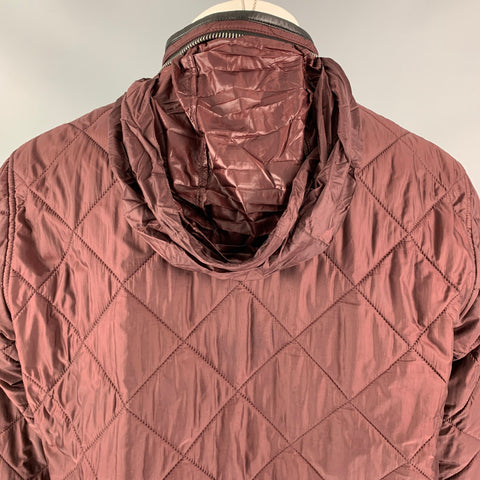 BURBERRY PRORSUM Spring 2016 Size 42 Burgundy Quilted Polyamide Bomber Jacket