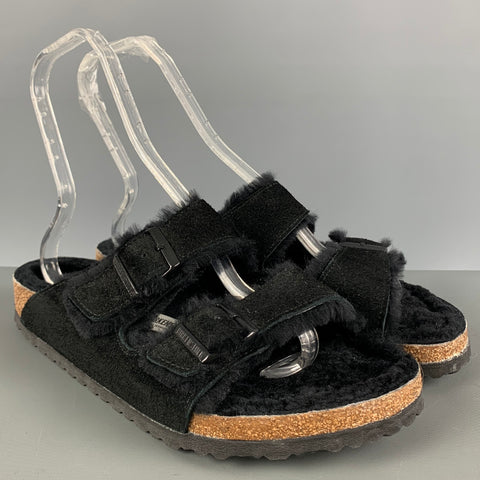 BIRKENSTOCK Size 11 Black Suede Leather Sandals