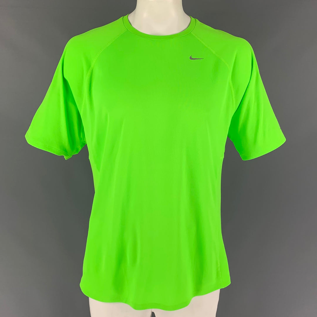 Camiseta NIKE Dri-Fit con cuello redondo y poliéster verde talla XL
