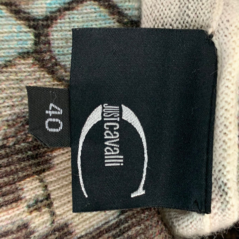 JUST CAVALLI Size 4 Taupe Cream Wool Snake skin print Pullover