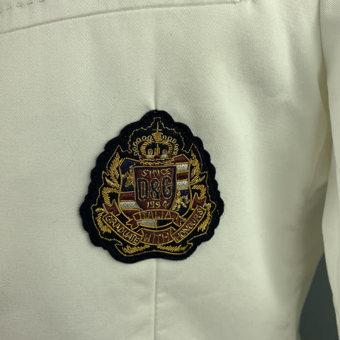 D&G by DOLCE & GABBANA Size 40 White & Navy Notch Lapel Patch Blazer