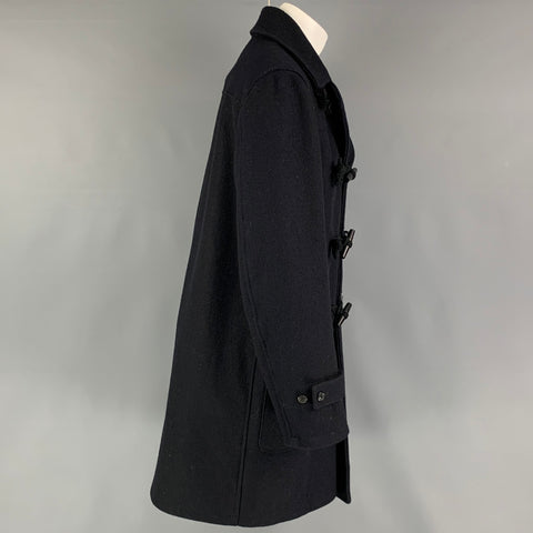 MARTIN MARGIELA Size 40 Navy Solid Wool Toggle Closure Coat