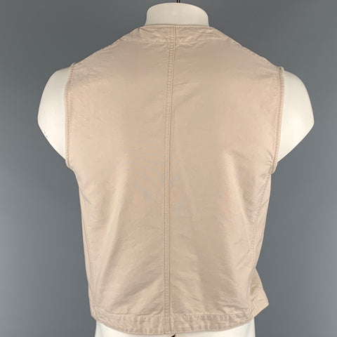 45rpm Size L Beige Solid Cotton Buttoned Vest