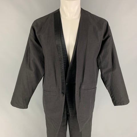 Vintage GIANNI VERSACE Size 38 Black Textured Pleated 3 Piece Suit