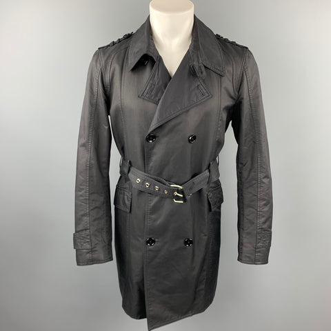 D&G by DOLCE & GABBANA Size 38 Black Cotton Blend Belted Trenchcoat