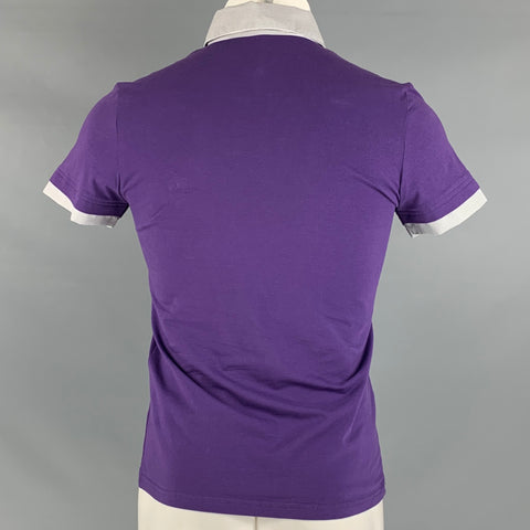 MOFU FASHION Size M Purple White Mixed Fabrics Short Sleeve Shirt