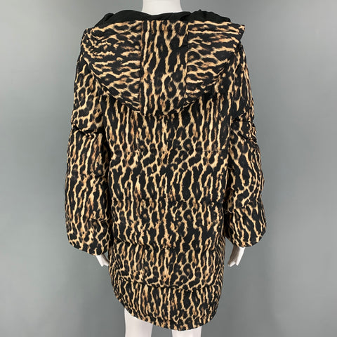 PAM &amp; GELA Taille S Tan Noir Polyester Animal Print Parka Coat