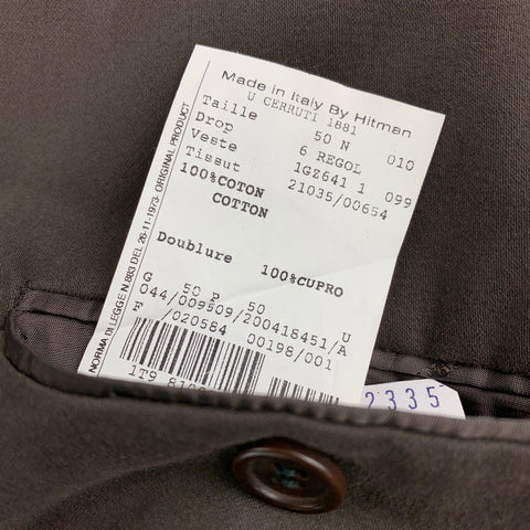 CERRUTI Size 40 Regular Brown Cotton Notch Lapel Suit