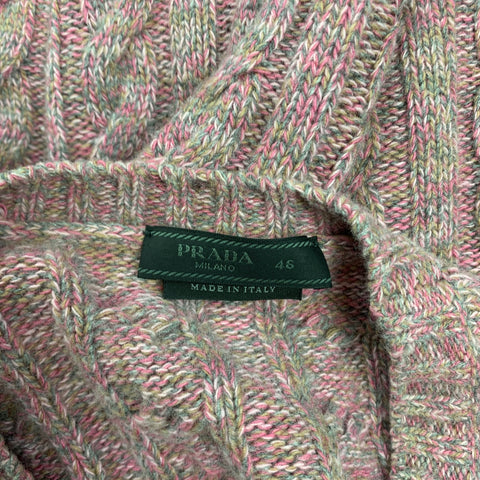 PRADA Size XS Rose Grey Cable Knit Wool / Cashmere Crew-Neck Sweater