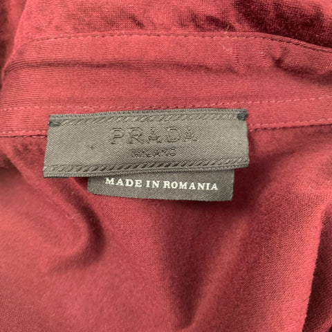 PRADA Size L Burgundy Short Sleeve Polo Shirt
