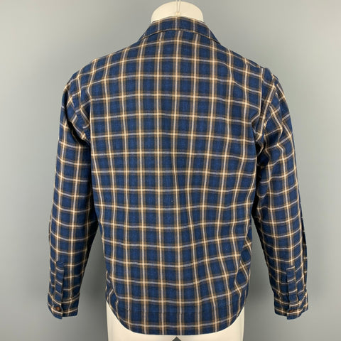 UNIVERSAL WORKS Size L Navy & Brown Plaid Cotton Button Up Long Sleeve Shirt