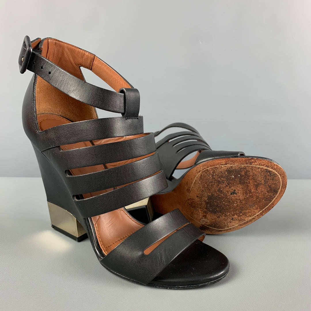 GIVENCHY Talla 6.5 Sandalias de cuña de metal negro