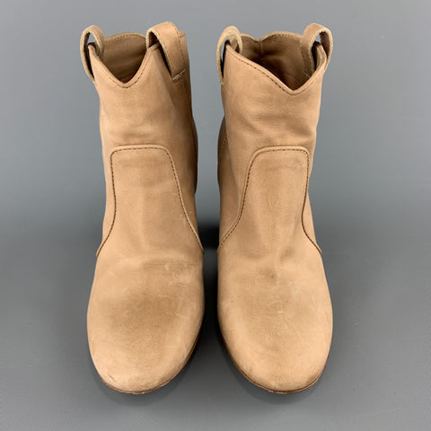 LAURENCE DACADE Talla 6.5 Botines de tacón grueso de cuero color canela