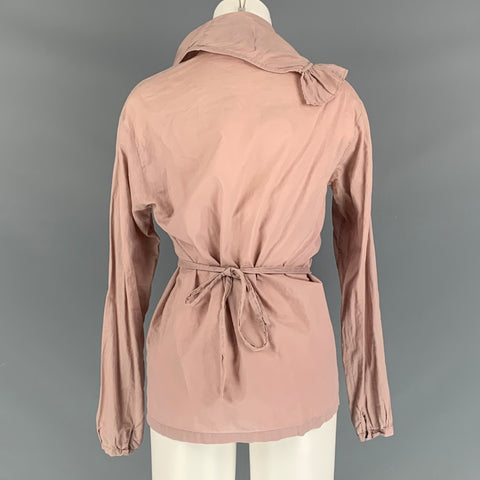 DRIES VAN NOTEN Size 10 Dust Pink Ruffled Wrap Around Blouse