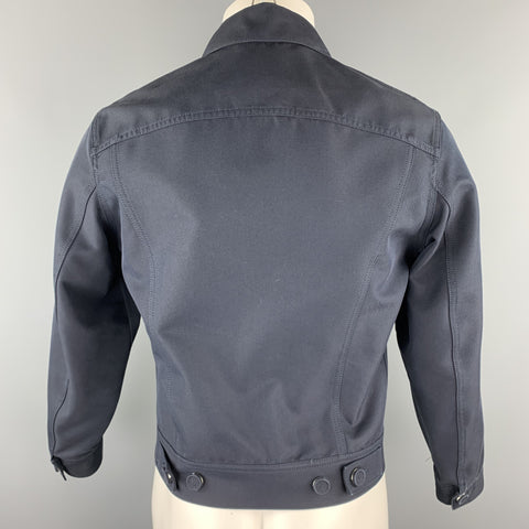CALVIN KLEIN COLLECTION Size M Navy Cotton Blend Trucker Jacket