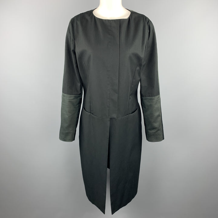 VERSUS by GIANNI VERSACE Size 10 Black & Green Cotton Color Block Coat
