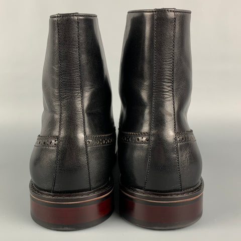 ENGLISH LAUNDRY Size 12 Black Wingtip Leather Ankle Boots