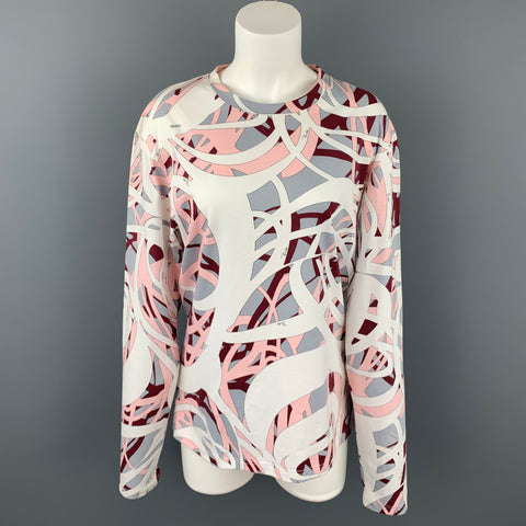 EMILIO PUCCI Camiseta con cuello redondo y algodón estampado multicolor talla L