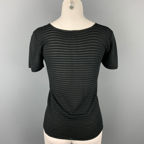 GIORGIO ARMANI Taille 2 Haut décontracté en mélange de viscose texturé noir